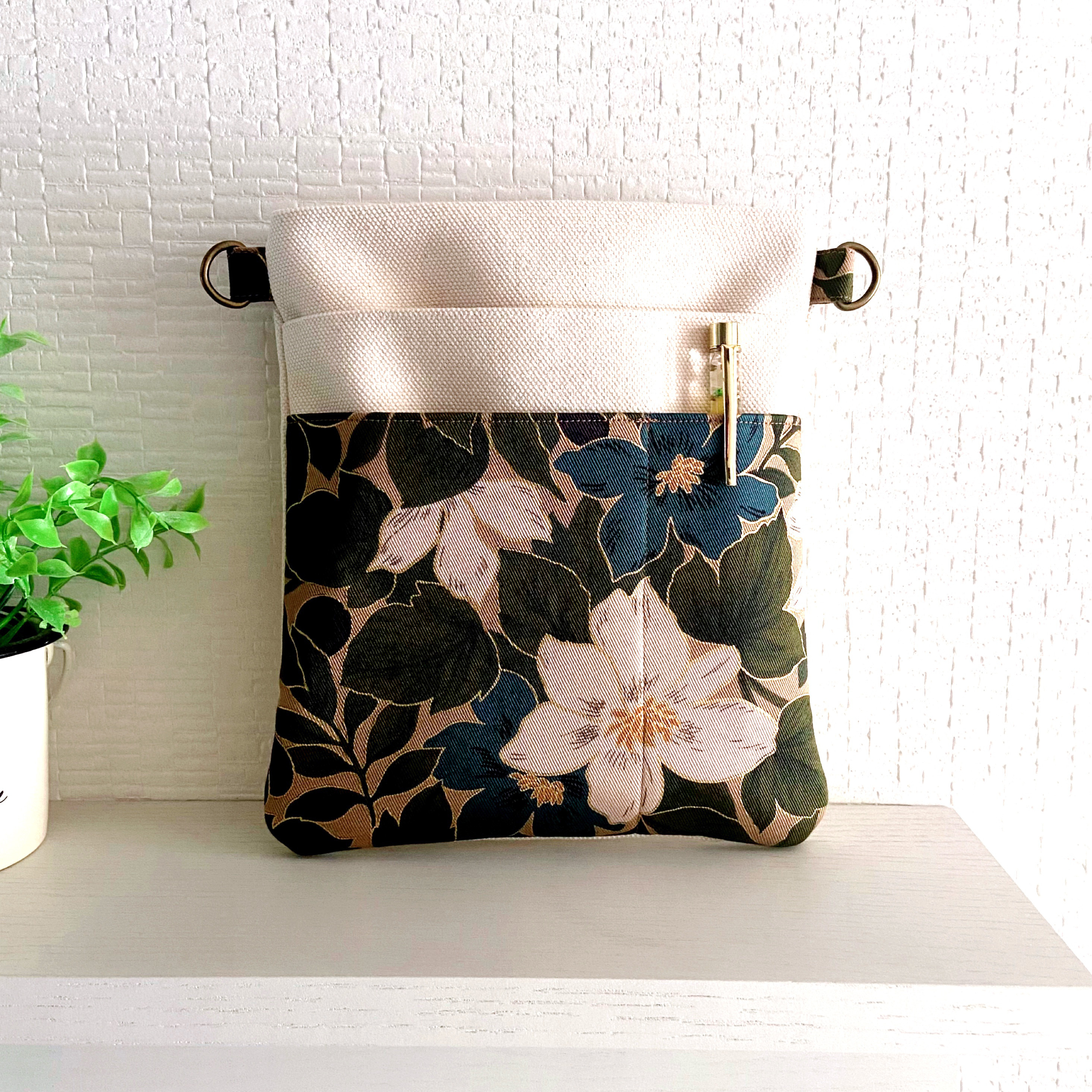 帆布 花柄ウエストポーチ M｜ナースポーチ・オーガナイザー対応｜和柄
