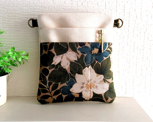 帆布 花柄ウエストポーチ M｜ナースポーチ・オーガナイザー対応｜和柄