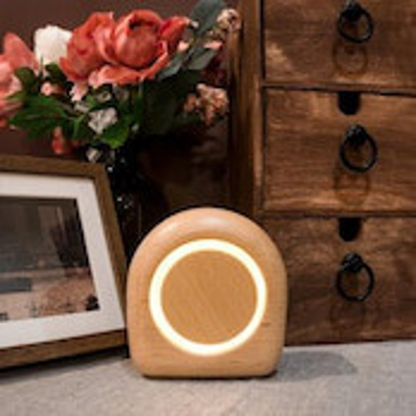 森に差し込む光 木製 LEDランプ ベッドサイドランプ USB電源 TOSMU 4枚目の画像