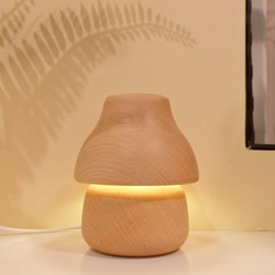 森のきのこ 木製 LEDランプ ベッドサイドランプ USB電源 TOSMU 4枚目の画像