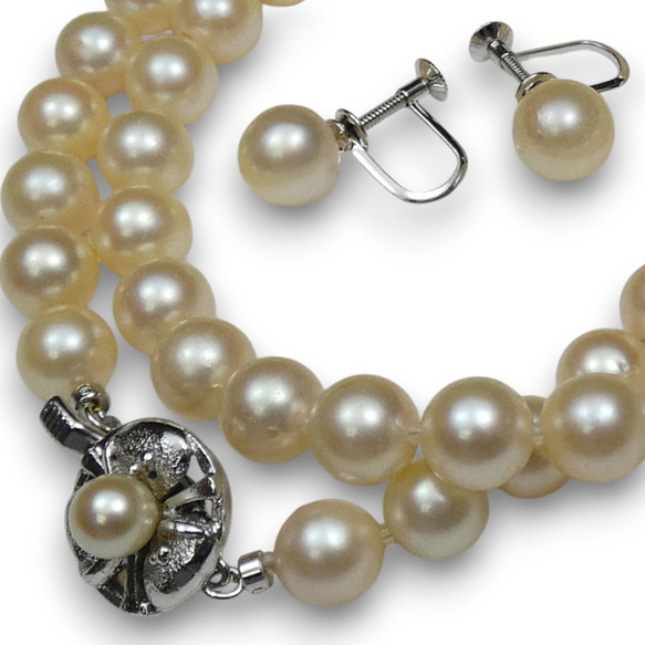 アコヤ本真珠ネックレス ナチュラルクリームWH系 8.5-8.5mmE9.0mm  