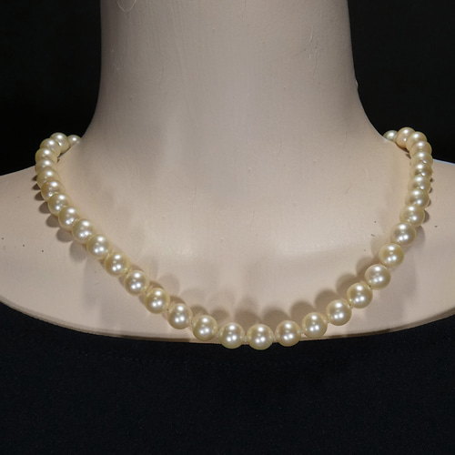 アコヤ本真珠ネックレス ナチュラルクリームWH系 8.5-8.5mmE9.0mm  