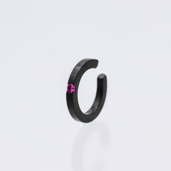 色金イヤーカフ 赤銅 ルビー2mm 2枚目の画像