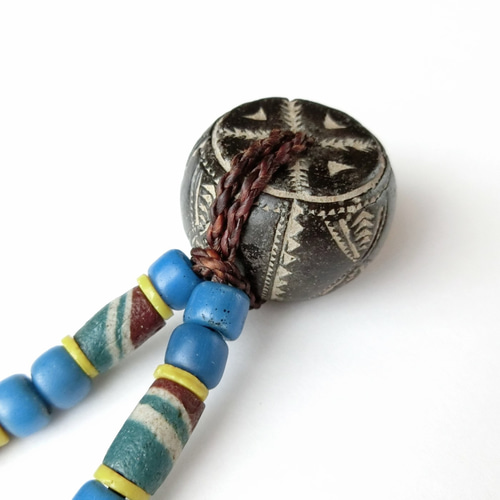 ドゴン族テラコッタビーズとアフリカ再生ビーズ、ボヘミアンパドレを蝋