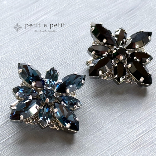 Creema限定 スワロフスキー®︎ ブローチ(S) clématite 漆黒