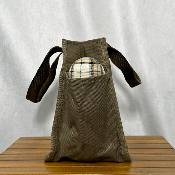 【送料無料】背中パンダの刺繍 たくさんポケット付きキャンバスミニトートバッグ ミニバッグ 10枚目の画像