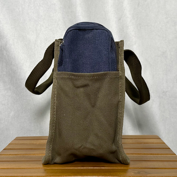 【送料無料】背中パンダの刺繍 たくさんポケット付きキャンバスミニトートバッグ ミニバッグ 9枚目の画像