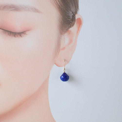 Kaya◆ラピスラズリ/水晶/MOPトリプレットストーンピアス✧14kgf 14kgf/ラピスラズリ×MOPクリスタルスクロールカービングと