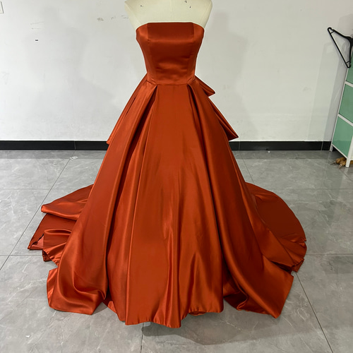 カラードレス オレンジ 結婚式ドレス オフショルダー 2次会 人気 カラードレス オレンジ 結婚式ドレス オフショルダー 2次会 人気