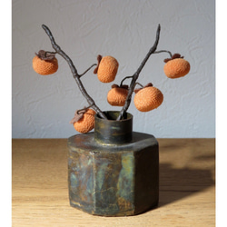 オブジェ・飾り石・松竹梅・縁起物 正月飾り【鶴松竹梅ー鏡餅付き】正絹オブジェ 立体押し絵