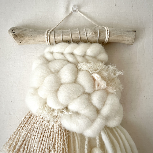 一点もの】流木 ウィービング タペストリー 『みるく色のたぺすとり。s  