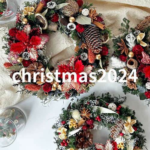 □ポインセチアのクリスマスリースM□ ハーフリース クリスマス