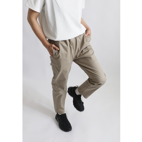 ⁂ラスト１　最終ＳＡＬＥ　９０ｃｍストレッチ伸縮コットンチノ生地すっきり脚長パンツ　チノパン巻き縫いベージュU67B 10枚目の画像