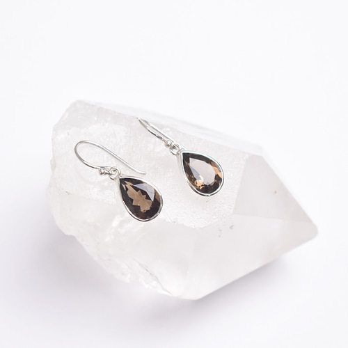 スモーキークォーツのシルバーピアス シルバー925 天然石 天然石