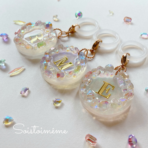 お花のアンブレラマーカー　チャーム umbrella charm】 アンブレラマーカー お花 天然石 チャーム 大人