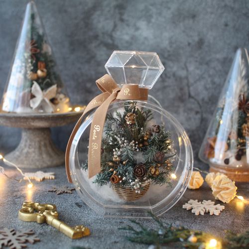 再販｣ 『creema限定』クリスマスツリーボトル プリザーブドフラワー