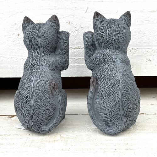 ネコ　猫　黒猫　招き猫　石製　置物　インテリア　工芸品　美術品　A2815 ネコ猫黒猫招き猫石製置物インテリア工芸品美術品A2815