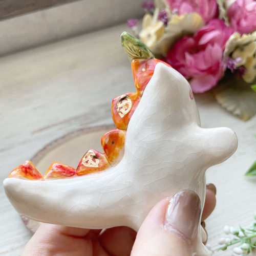 新作】ぴーすこ君 陶人形 花柄キノコ / 恐竜 きのこ その他置物 waco