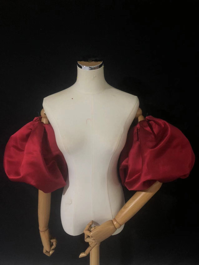 大人気上昇 取り外し袖 赤 ショルダーの付け袖 パフスリーブ オーダー可能