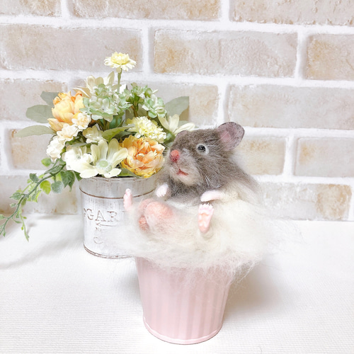 長毛セーブル お座りハムちゃん*ゴールデンハムスター* (羊毛フェルト