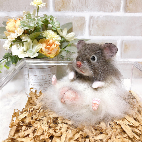 長毛セーブル お座りハムちゃん*ゴールデンハムスター* (羊毛フェルト