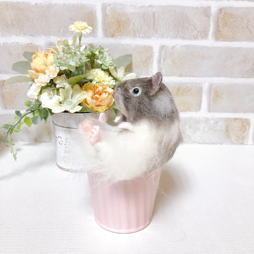 長毛セーブル お座りハムちゃん*ゴールデンハムスター* (羊毛フェルト