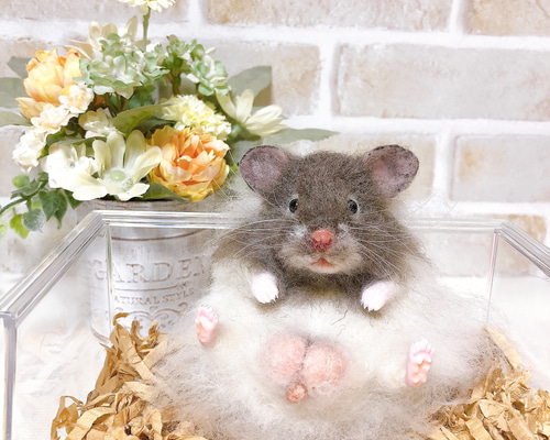 長毛セーブル お座りハムちゃん*ゴールデンハムスター* (羊毛フェルト