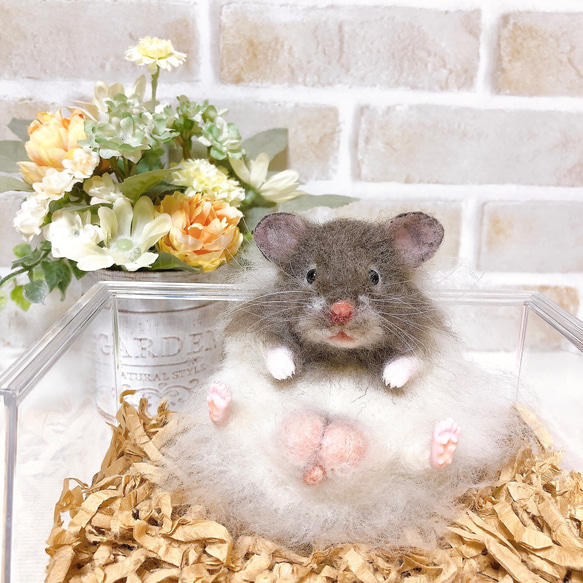 長毛セーブル お座りハムちゃん*ゴールデンハムスター* (羊毛フェルト
