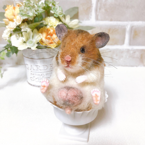 ハムスター　羊毛フェルト ノーマルバンデッド お座りハムちゃん*ゴールデンハムスター* (羊毛