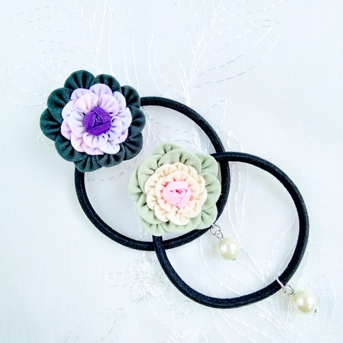 葉牡丹のヘアゴム／紫 カジュアル フォーマル お呼ばれ 普段使い