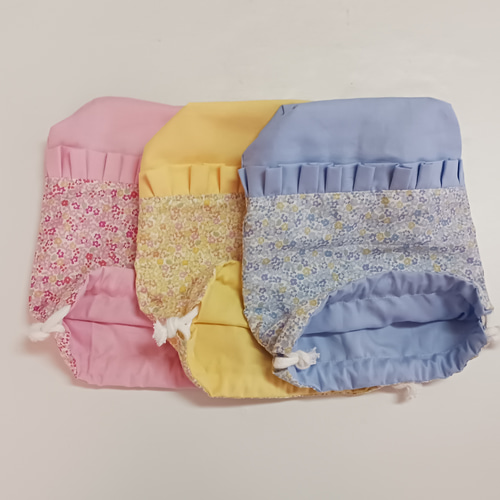 handmade】フリル コップ袋 巾着袋 さくらんぼ