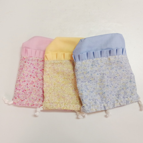 小花柄バッグ　フリル付き巾着 楽天市場】 巾着バッグ フリル 花柄 和装 用 和柄 巾着バック