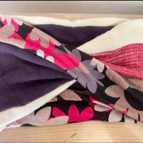 PPFターバン兼用ピンク&パープルフラワーハロウィン柄新作国内  