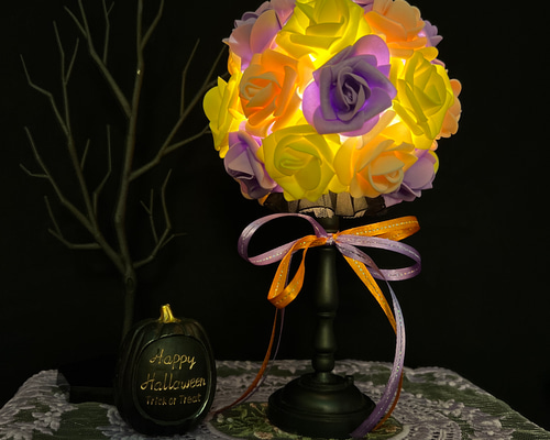 紫と黄色グラデーションガラスカップ キャンドル入れ フラワー