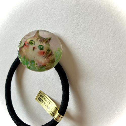 サマーバケーション ターコイズ入り 猫ちゃん型レジンヘアゴム
