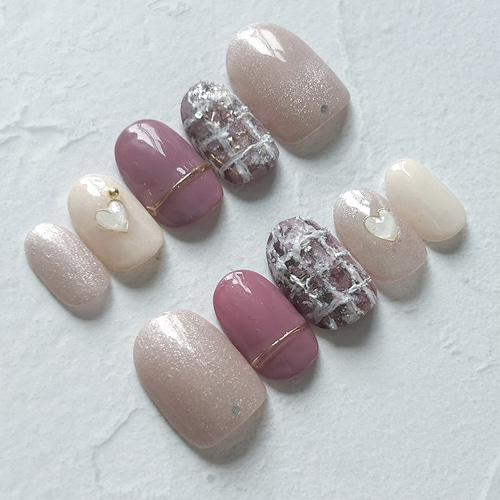 秋冬】ツイード×くすみカラー♡ネイルチップ