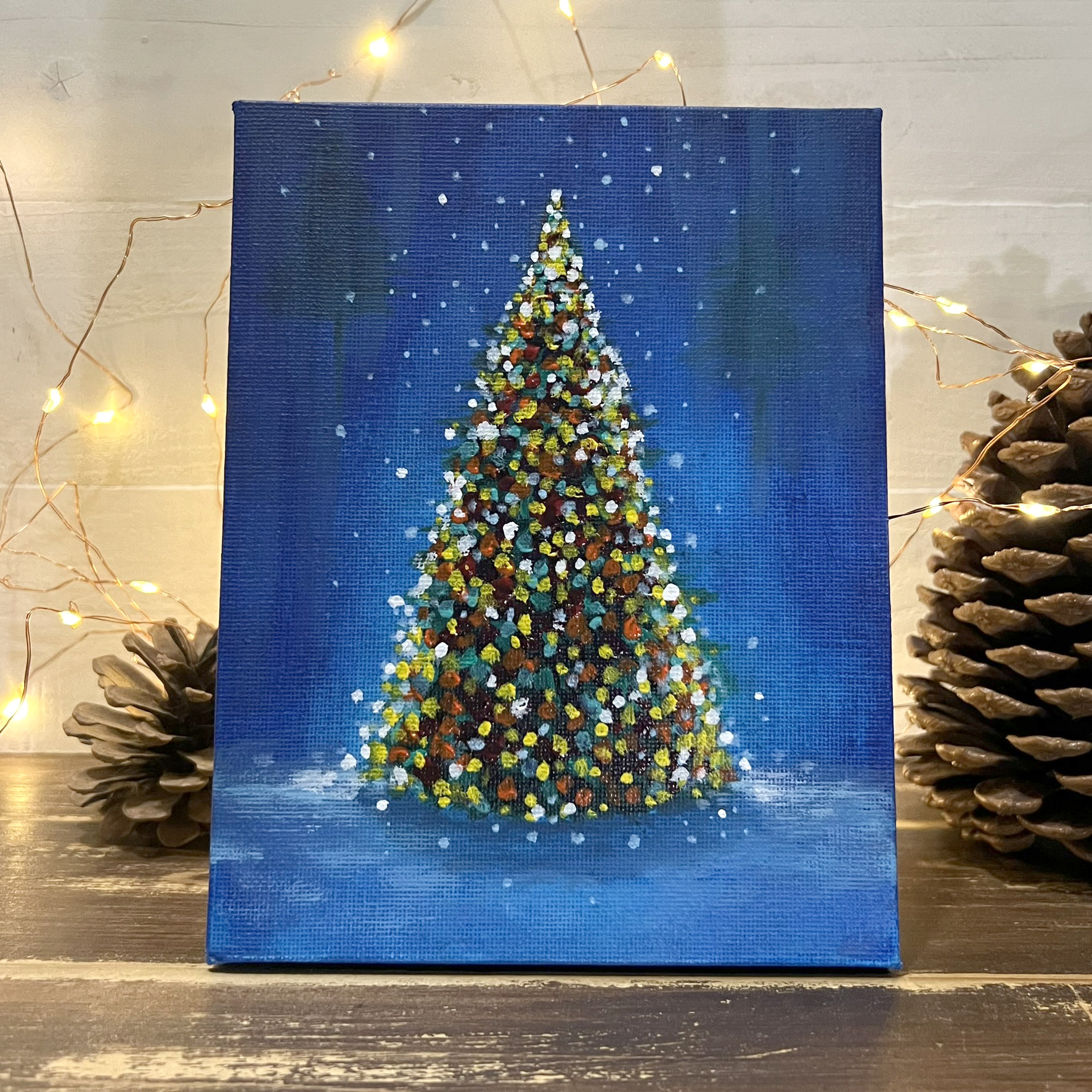 クリスマスツリー【 オリジナル原画 】 キャンバスボード 手描き