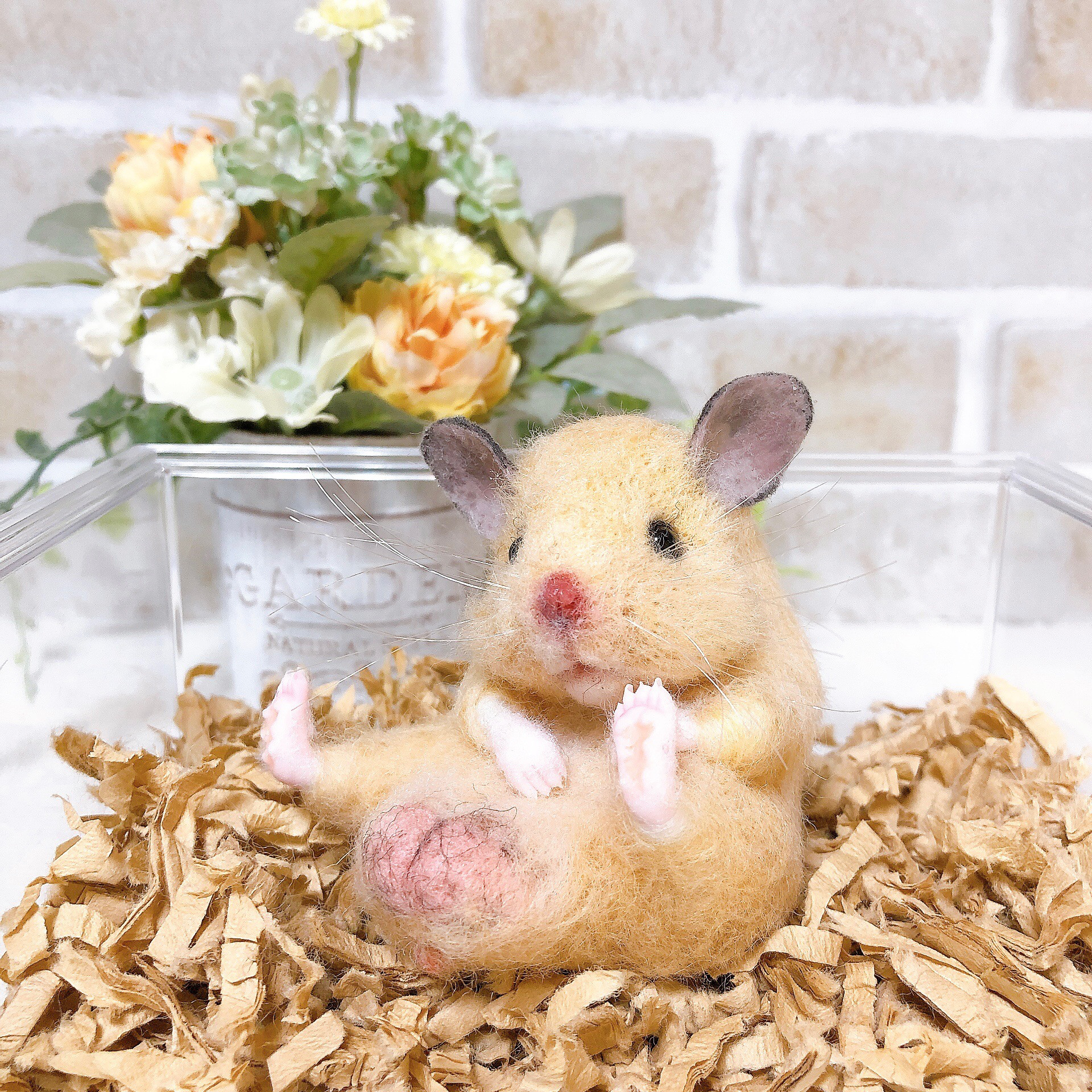 お礼や感謝伝えるプチギフト ②キンクマ お座りハムちゃん*ゴールデンハムスター* (羊毛 羊毛フェルト