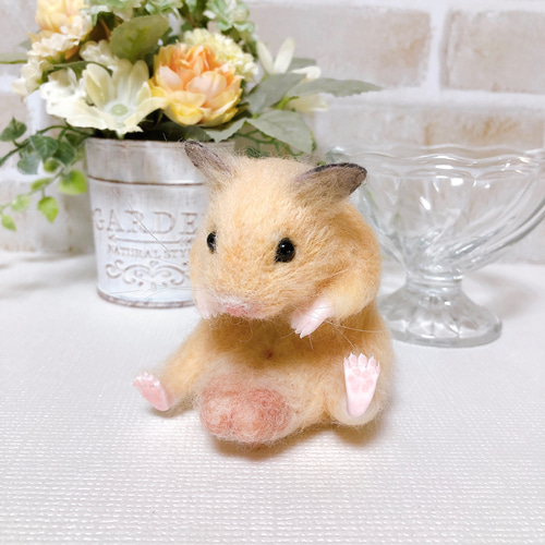 はむタマ座布団♪お座りキンクマハムスター *羊毛フェルト* 羊毛
