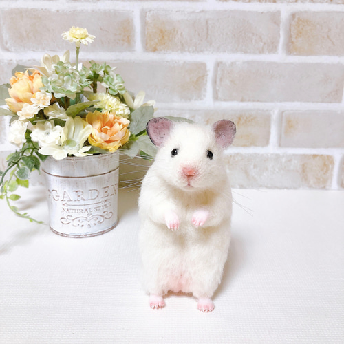 ♥️羊毛フェルト♥️ハムスターちゃん×4♪ ハムスター＆四葉クローバー☆羊毛フェルト