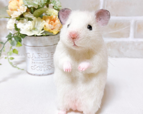 ♥️羊毛フェルト♥️ハムスターちゃん×4♪ ノーマルバンデッド お座りハムちゃん*ゴールデンハムスター* (羊毛