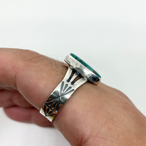 5925 SILVER925 キングマン ターコイズリング10.5号 シルバーの