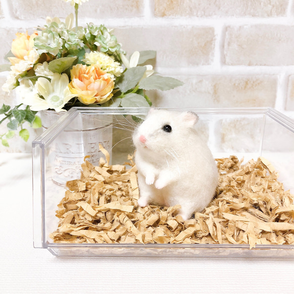 パールホワイト ジャンガリアン*ハムスター* (羊毛フェルト