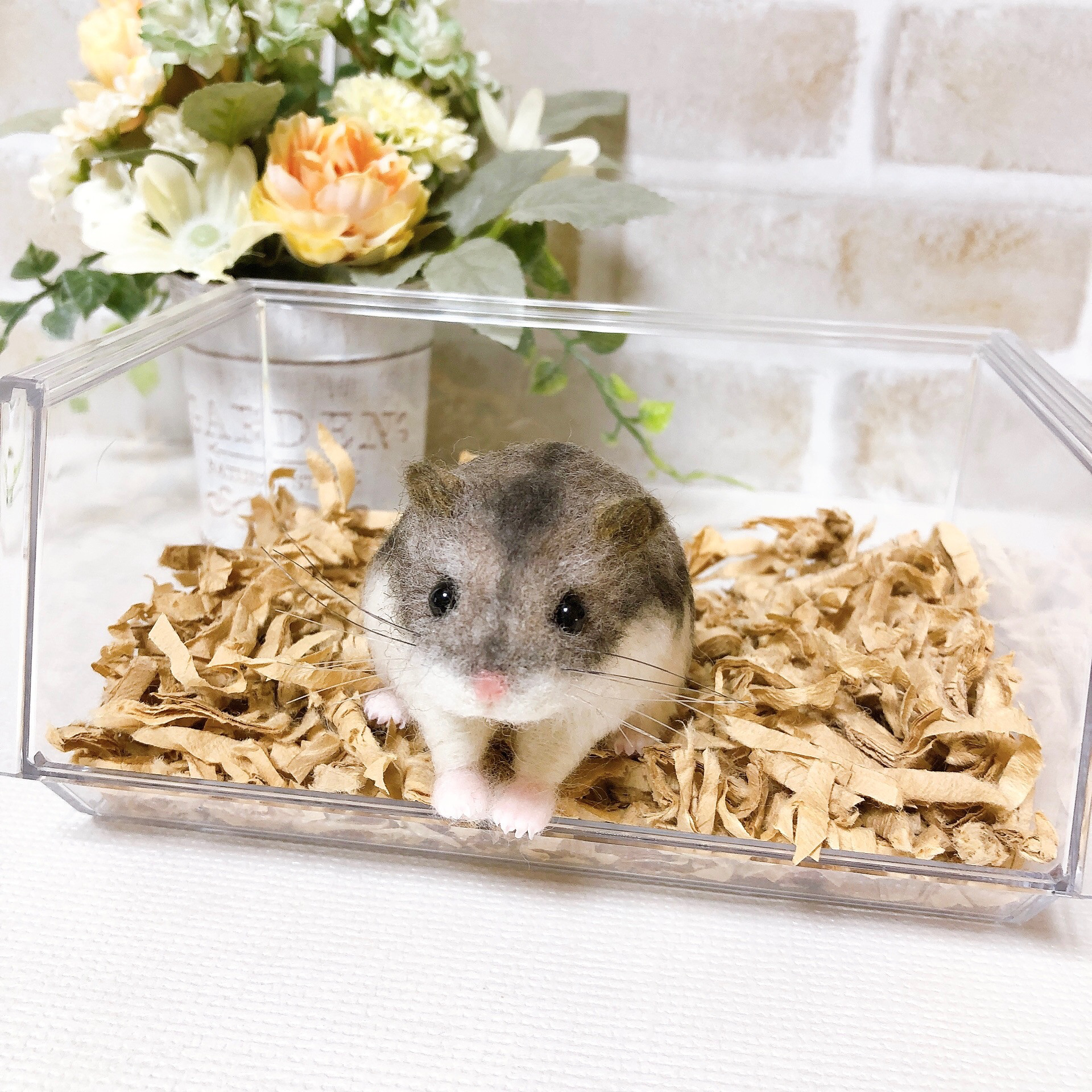 最も完璧な 羊毛フェルト ミニショートケーキとハムスター （ハムスター フェルト