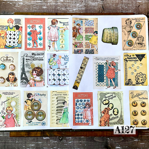 送料無料【A127コラージュ素材】Gleeシール 人物 ボタン ジャンク