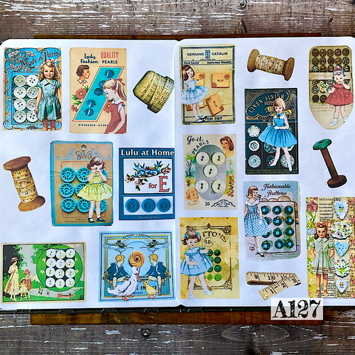 送料無料【A127コラージュ素材】Gleeシール 人物 ボタン ジャンク