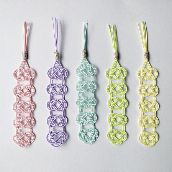 しおり 水引 ブックマーカー【連続あわじ結びパステルカラー5色セット