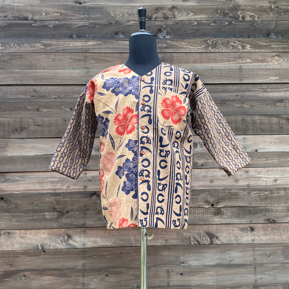 柿渋染／鉄媒染の鯉口シャツLL size ◎3幟旗柿渋染/鉄