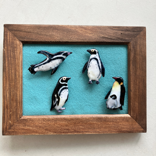 ペンギンの七宝焼 アート作品