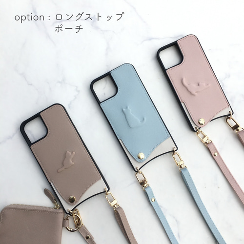 ぷっくりネコちゃんが可愛い♡カード入れベルト付き ♡ アイフォン